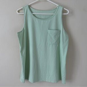 J. Jill Light Mint Green Cotton Tank Top with Pocket Women’s Size Small